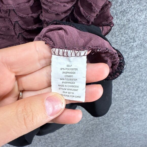 Elementz Blouse Women 3X Plus Purple Short Sleeve Ruffle Pullover Casual Solid - Picture 4 of 7